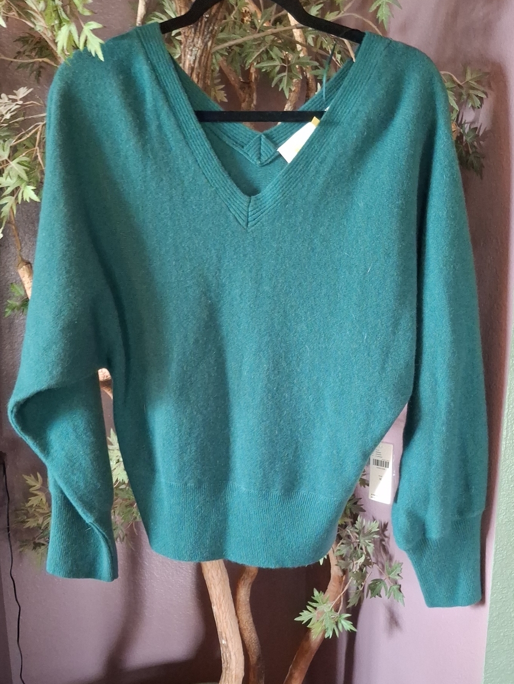 Mauve For Anthropologie Teal V-Neck Sweater for Women Brand New With Tags